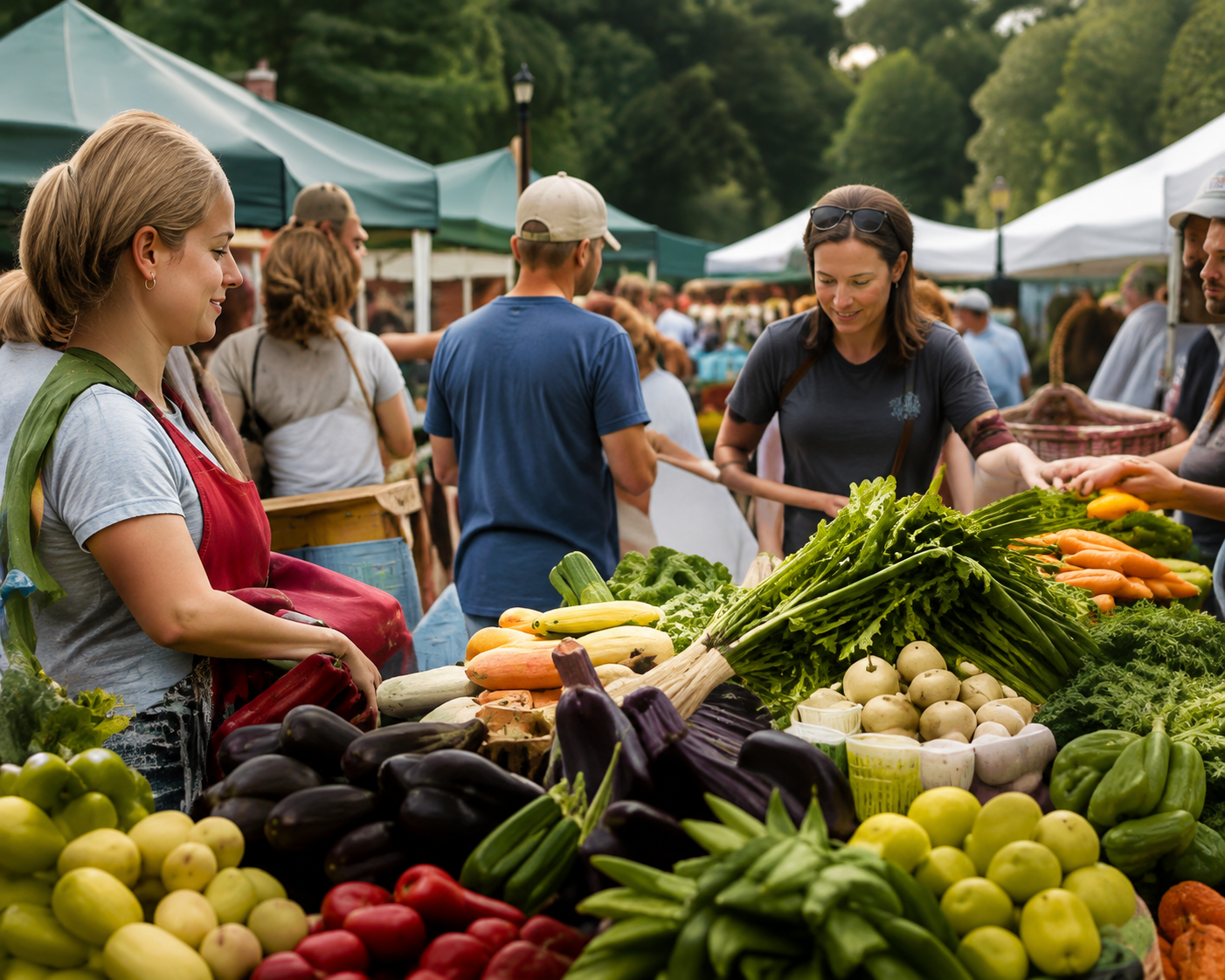 Fresh produce at a local farmers market